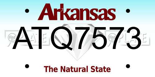 ATQ7573 Arkansas License Plate