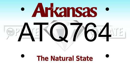 ATQ764 Arkansas License Plate