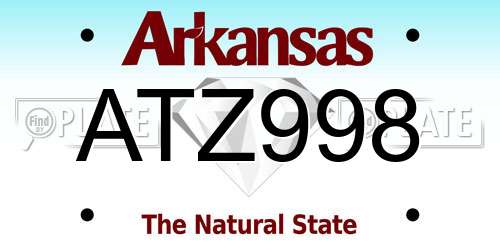 ATZ998 Arkansas License Plate