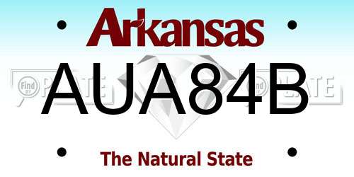 AUA84B Arkansas License Plate