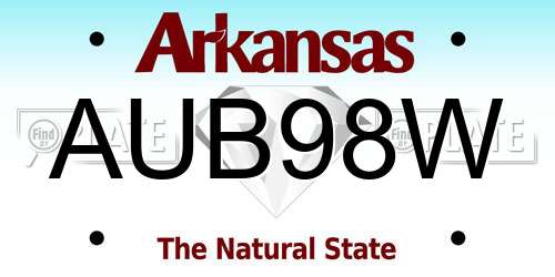 AUB98W Arkansas License Plate