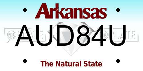 AUD84U Arkansas License Plate