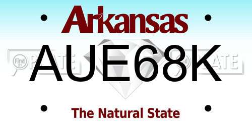AUE68K Arkansas License Plate