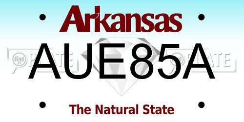 AUE85A Arkansas License Plate