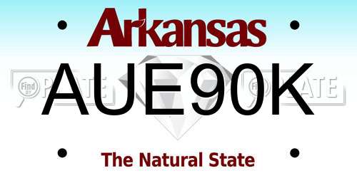 AUE90K Arkansas License Plate