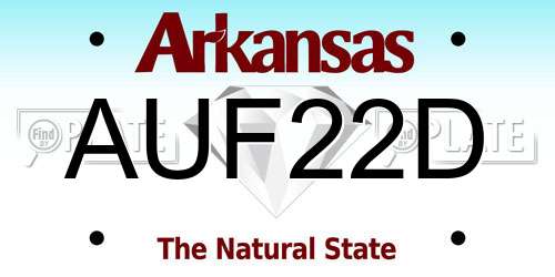 AUF22D Arkansas License Plate