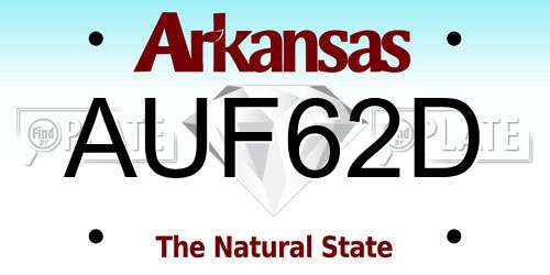 AUF62D Arkansas License Plate