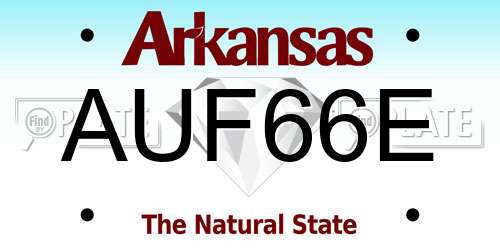 AUF66E Arkansas License Plate