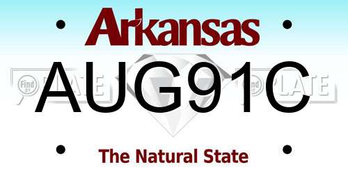AUG91C Arkansas License Plate