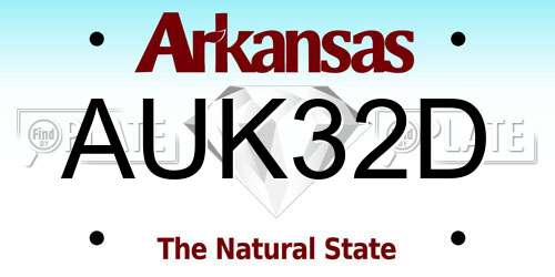 AUK32D Arkansas License Plate