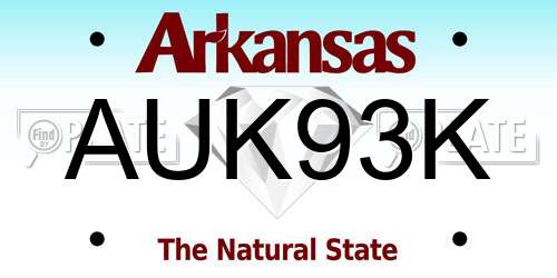 AUK93K Arkansas License Plate