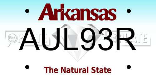AUL93R Arkansas License Plate