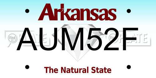 AUM52F Arkansas License Plate