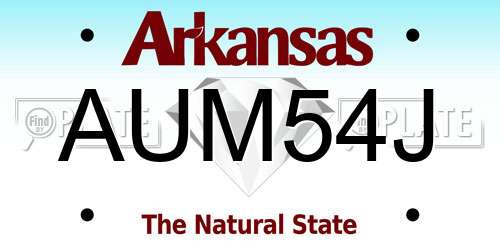 AUM54J Arkansas License Plate