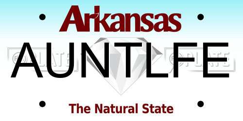 AUNTLFE Arkansas License Plate