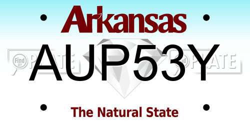 AUP53Y Arkansas License Plate