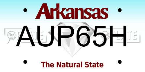 AUP65H Arkansas License Plate