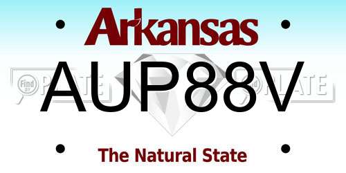 AUP88V Arkansas License Plate