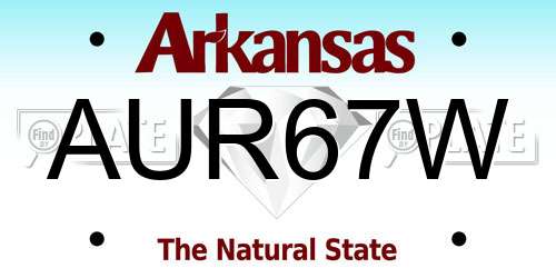 AUR67W Arkansas License Plate