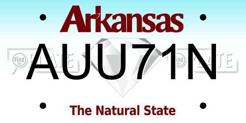 AUU71N Arkansas License Plate