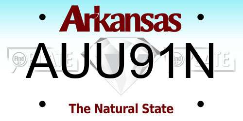 AUU91N Arkansas License Plate