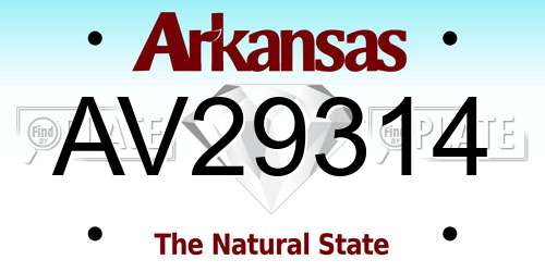 AV29314 Arkansas License Plate