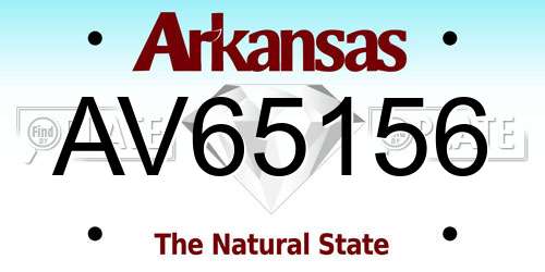 AV65156 Arkansas License Plate