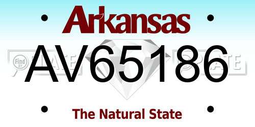 AV65186 Arkansas License Plate