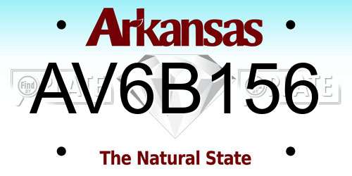 AV6B156 Arkansas License Plate