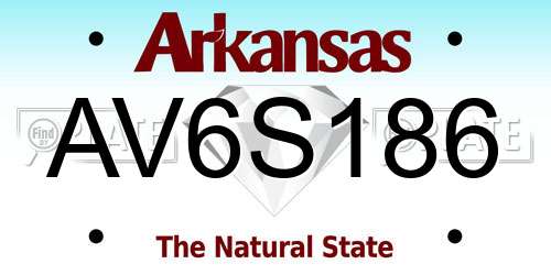 AV6S186 Arkansas License Plate