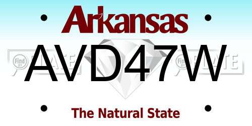 AVD47W Arkansas License Plate