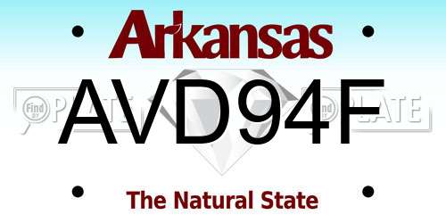 AVD94F Arkansas License Plate