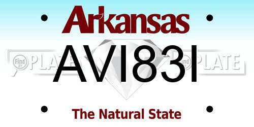 AVI83I Arkansas License Plate