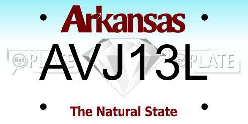 AVJ13L Arkansas License Plate