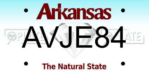 AVJE84 Arkansas License Plate
