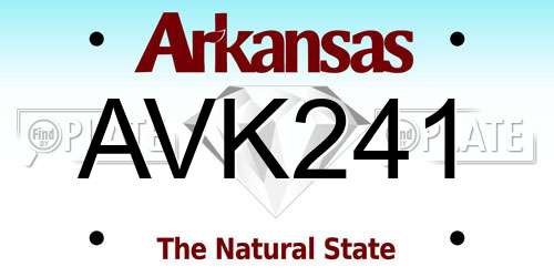 AVK241 Arkansas License Plate
