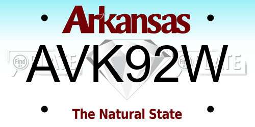 AVK92W Arkansas License Plate