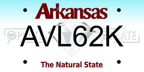 AVL62K Arkansas License Plate