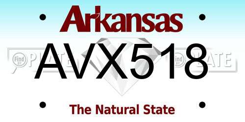 AVX518 Arkansas License Plate