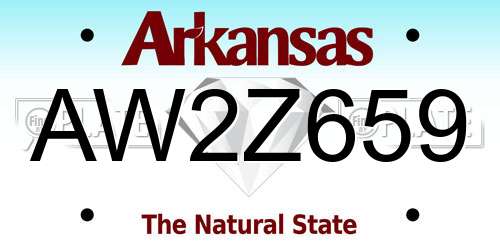 AW2Z659 Arkansas License Plate
