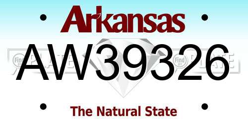 AW39326 Arkansas License Plate