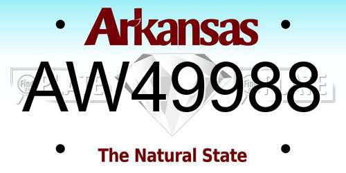 AW49988 Arkansas License Plate