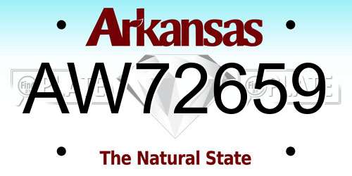 AW72659 Arkansas License Plate