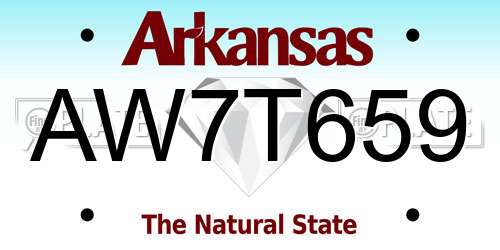 AW7T659 Arkansas License Plate