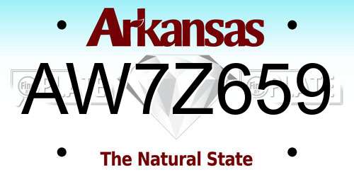AW7Z659 Arkansas License Plate