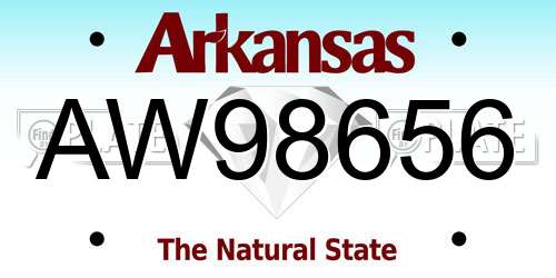 AW98656 Arkansas License Plate