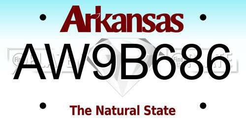 AW9B686 Arkansas License Plate