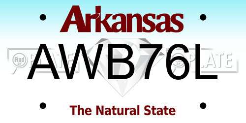 AWB76L Arkansas License Plate