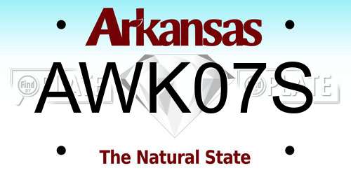 AWK07S Arkansas License Plate