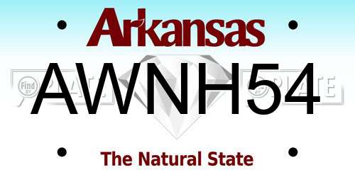 AWNH54 Arkansas License Plate
